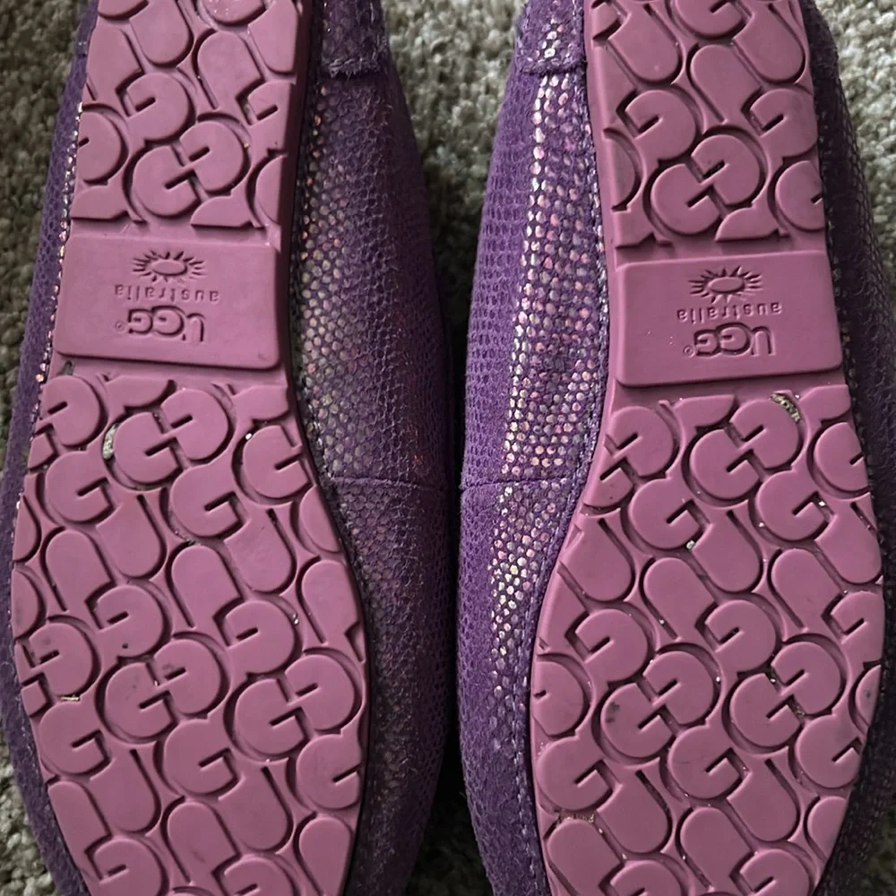 Purple UGGS Faux-Snakeskin Fuzzy Lined Moccasin Slippers
